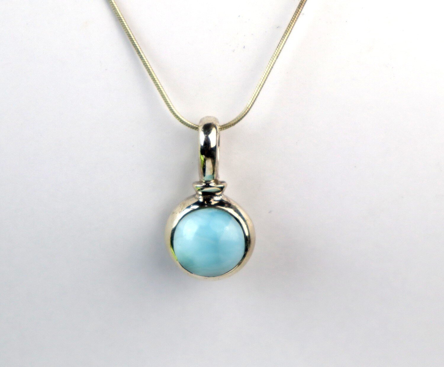 Finest Natural Sky Blue Larimar .925 Sterling Silver Necklace Chain 16inch – photo 6