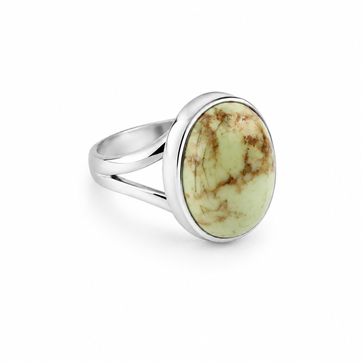 Statement Gift Light Green Brown Variscite 925 Sterling Silver Oval 18mm – photo 3