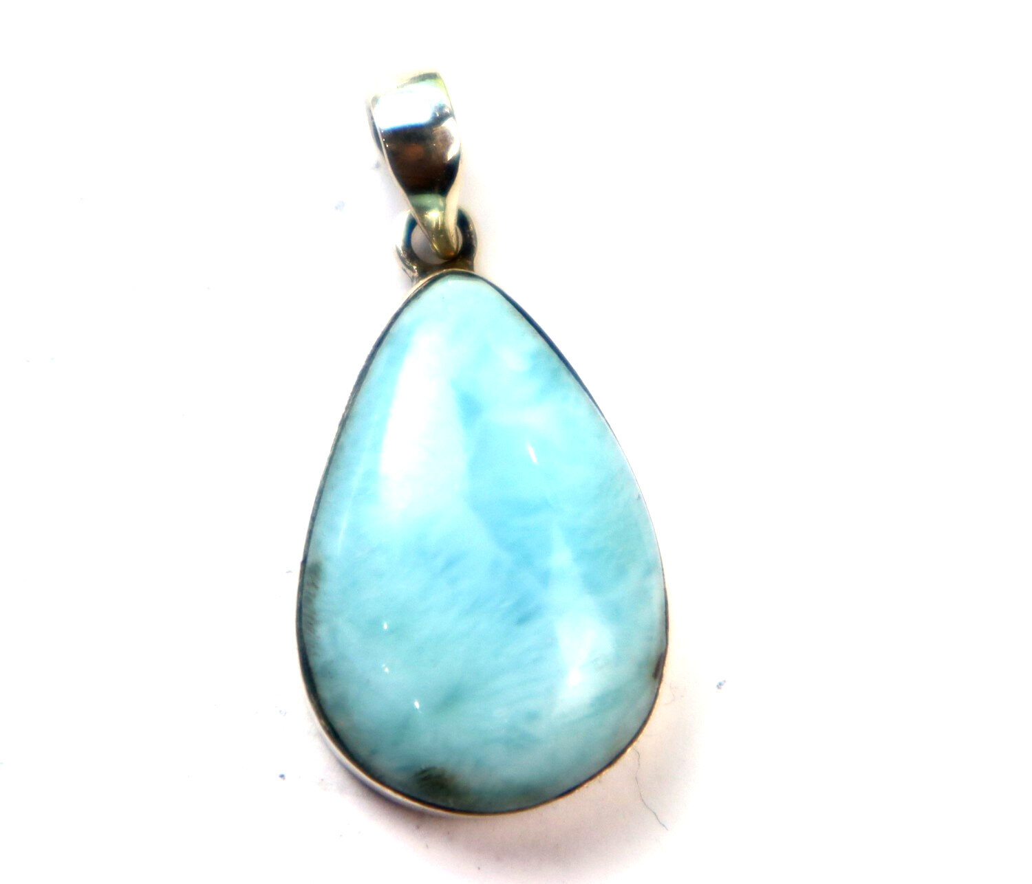 Lovely Natural Ocean Blue Larimar .925 Sterling Silver Pendant 33mm – photo 6
