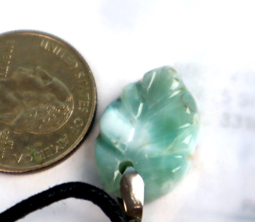 Lovely Natural Ocean Blue Larimar Necklace adjustable free leather cord – photo 8