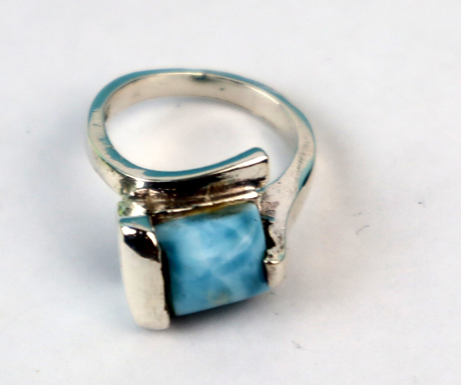 Natural Sky Blue Larimar .925 Sterling Silver Ring #6.5 – photo 5
