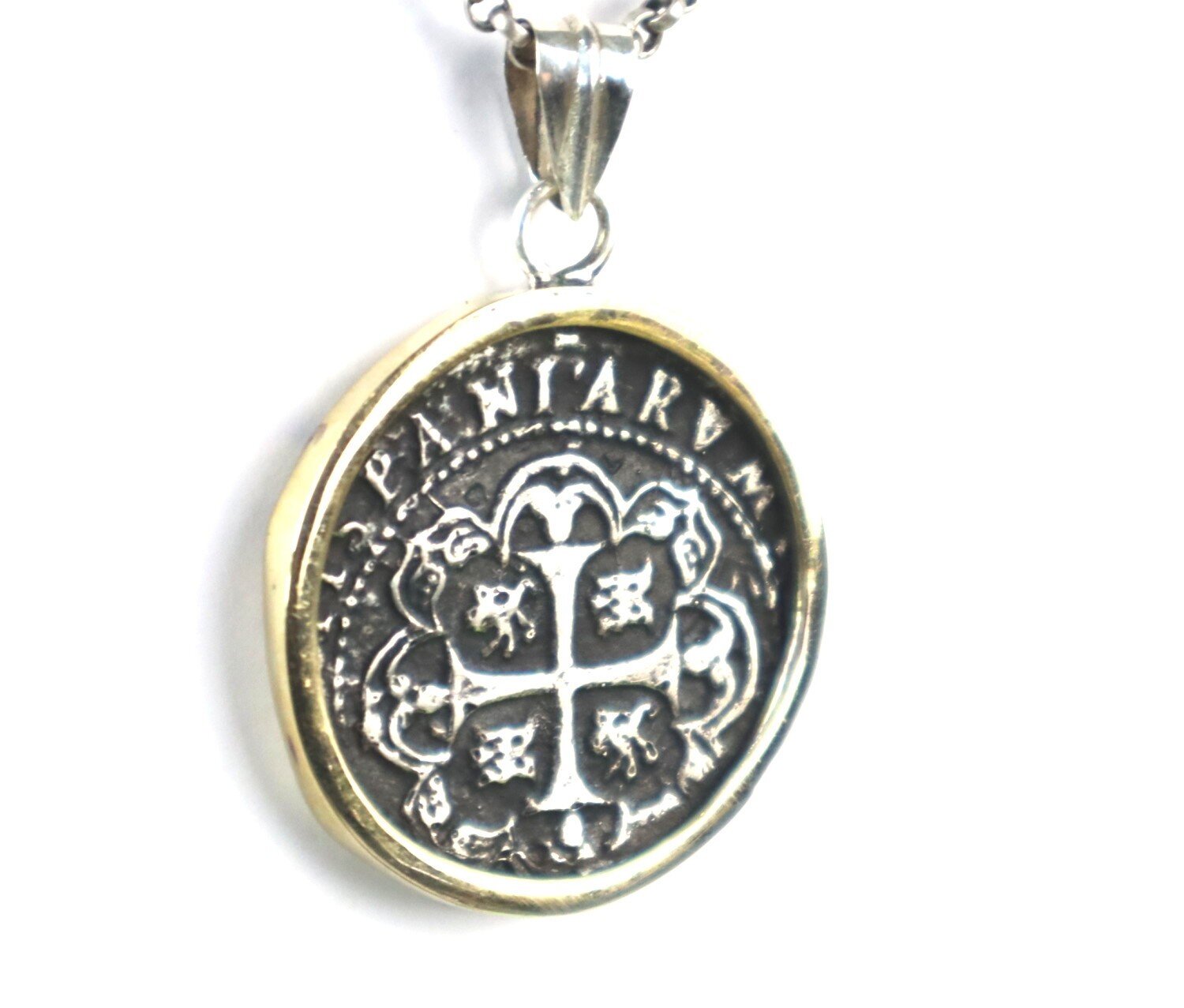 BIGGEST 2" Urca de Lima SPAIN COLONIAL COIN solid STERLING SILVER Pendant 46mm – photo 8