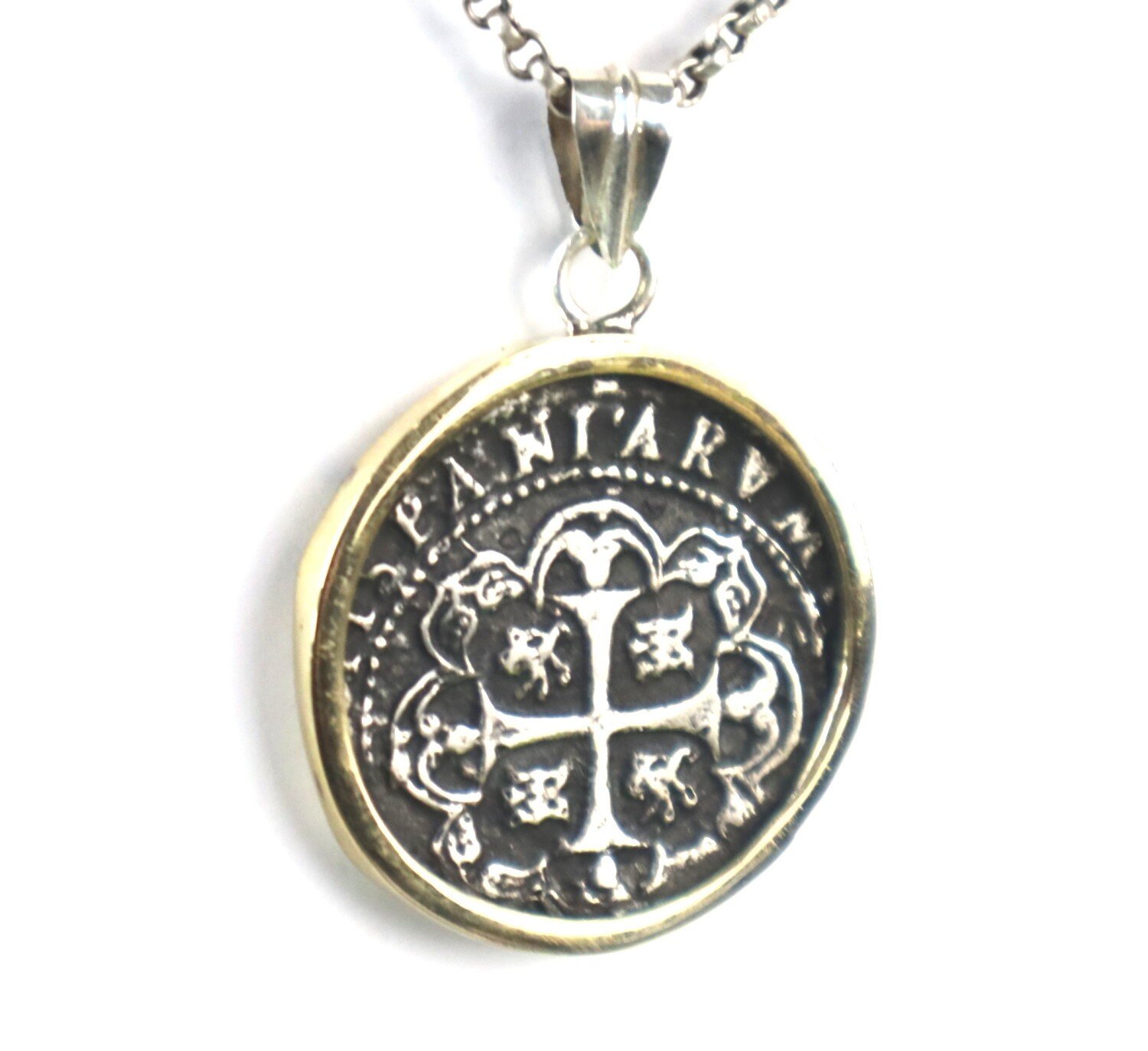 BIGGEST 2" Urca de Lima SPAIN COLONIAL COIN solid STERLING SILVER Pendant 46mm – photo 9