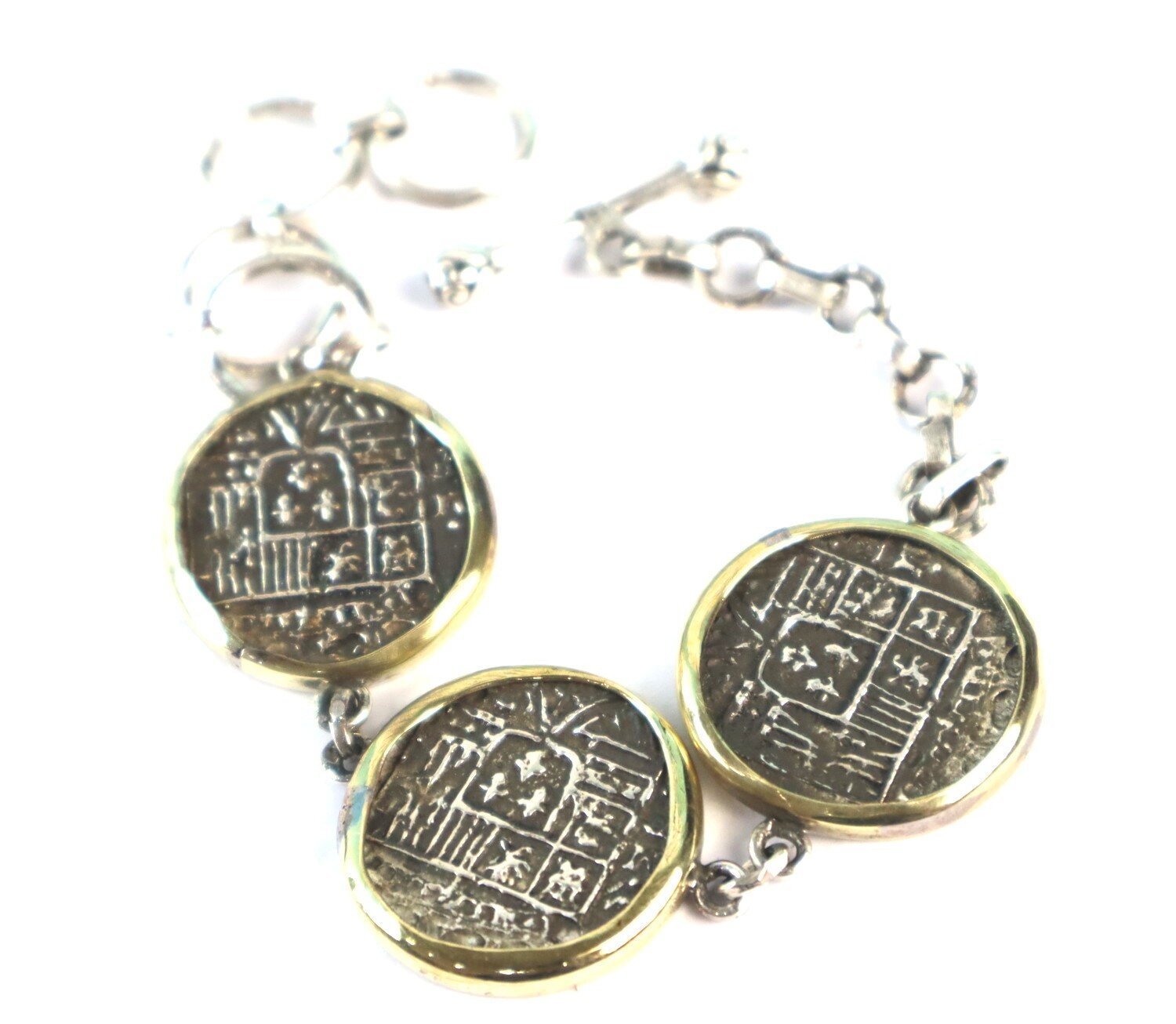 Atocha Shipwreck 3 SPAIN COLONIAL PIRATE COIN solid .925 silver BRACELET 6-8 in – photo 3