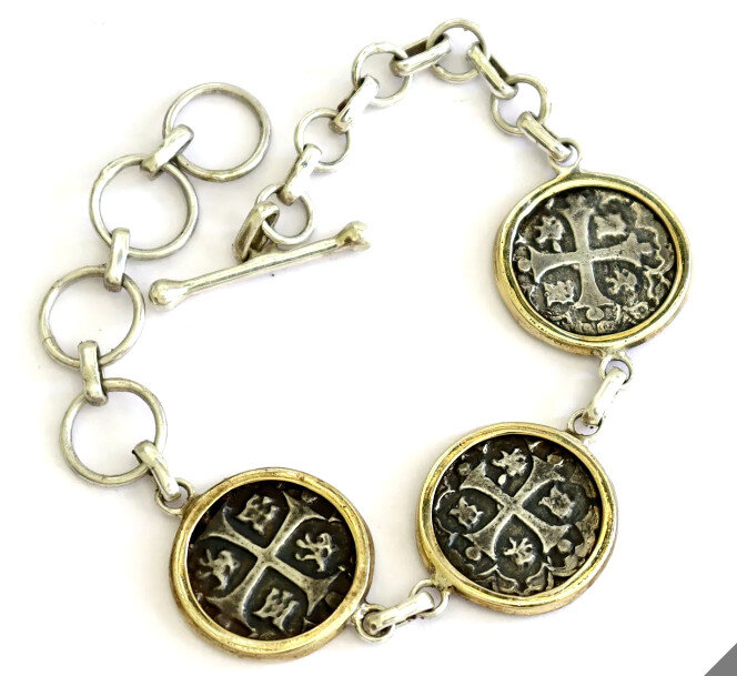 Atocha Shipwreck 3 SPAIN COLONIAL PIRATE COIN solid .925 silver BRACELET 6-8 in – photo 8
