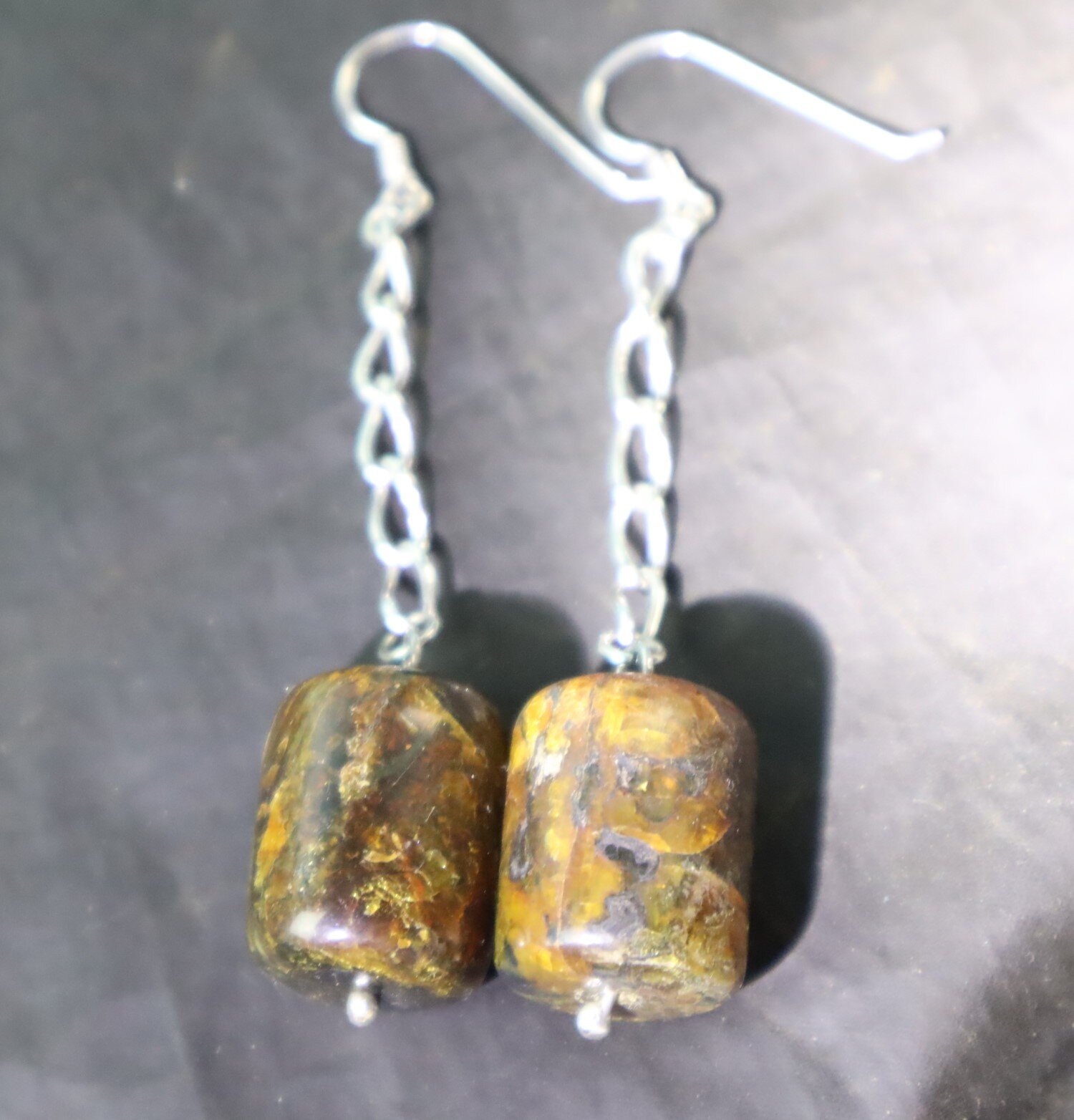 Charming 3inch Natural Transl. Orange Barrel Amber .925 Sterling Silver Earrings – photo 6