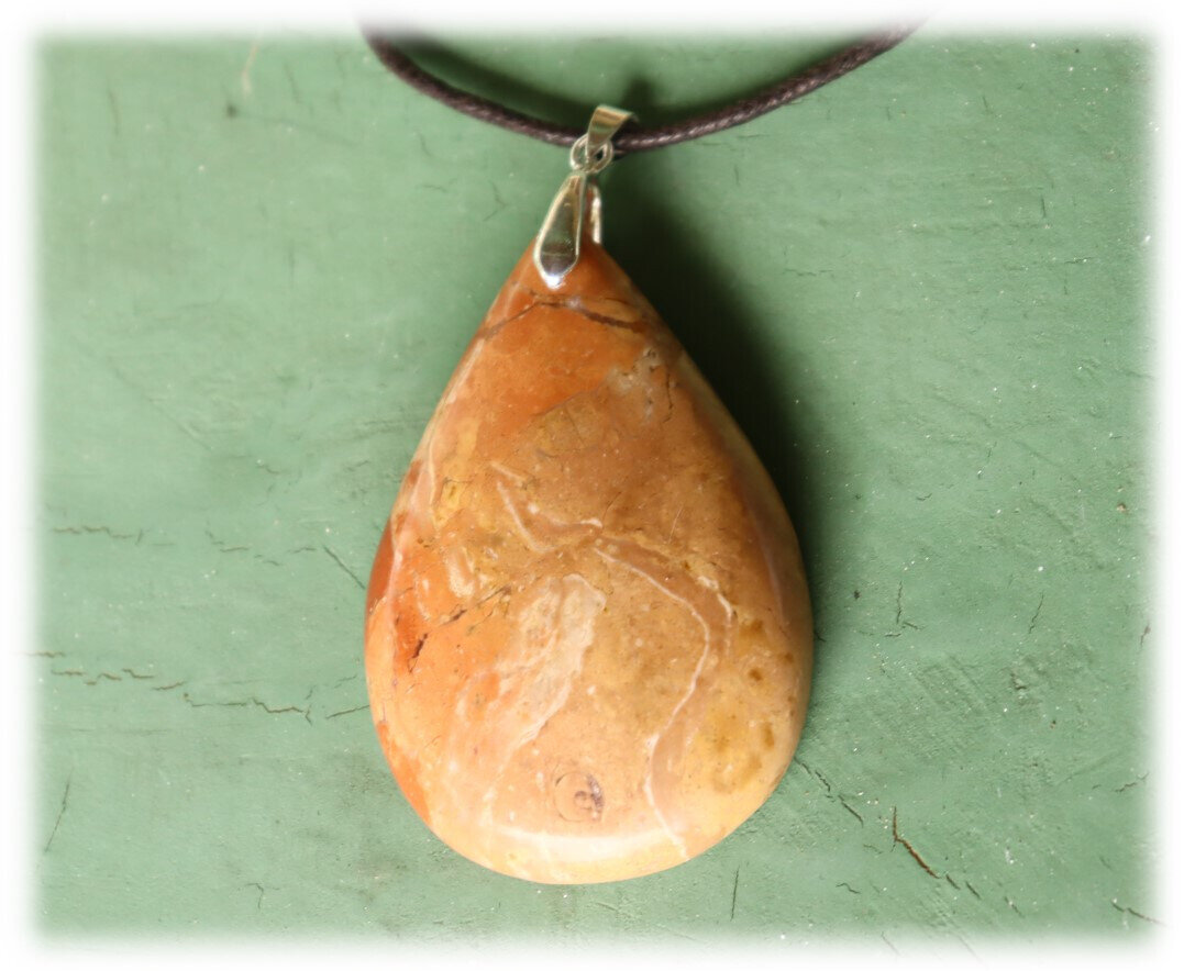 3 inch Natural Orange Red Jasper Pendant 80mm free leather necklace – photo 10