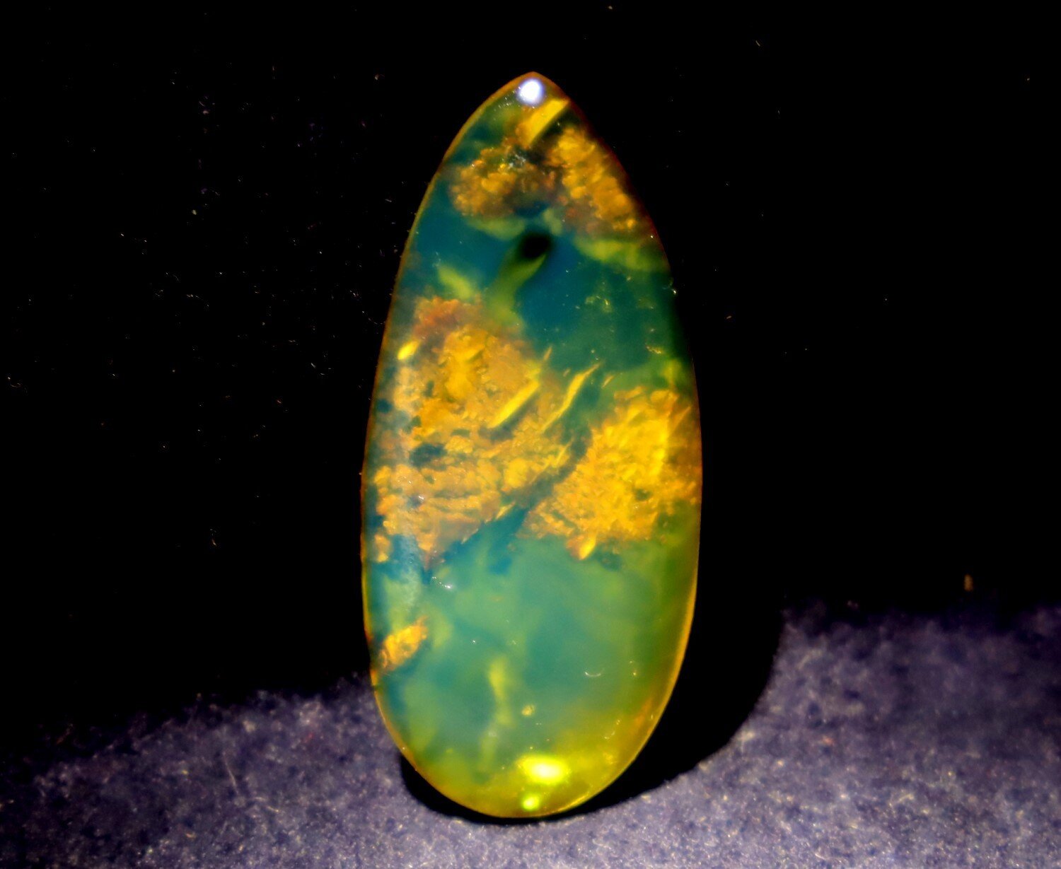 Impressive Natural Dominican Clear Deep Blue Amber Polished Stone 29mm – photo 3