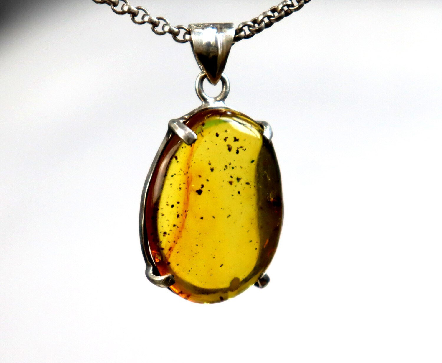 Natural Amber .925 Sterling Silver Pendant 39mm Insect Beetle Bug Fossil – photo 3
