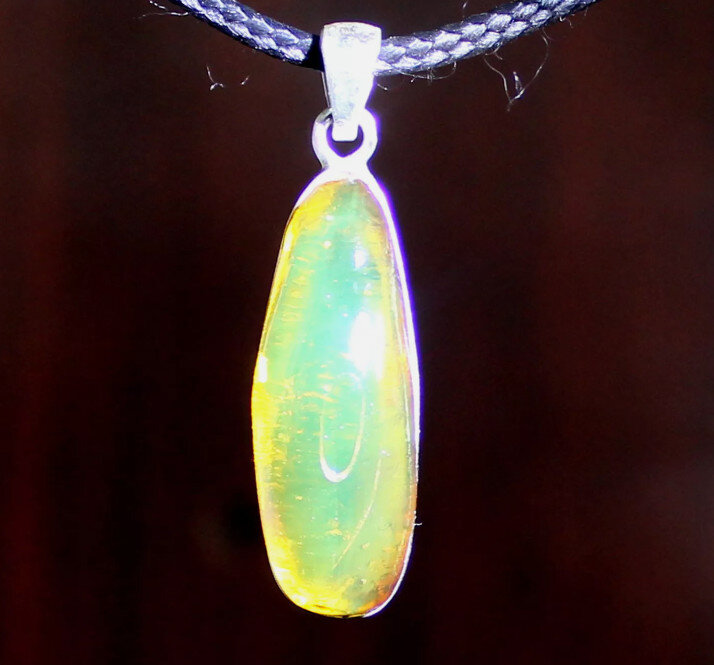 Finest Natural Clear Orange Green Amber .925 Sterling Silver Pendant 34mm – photo 4