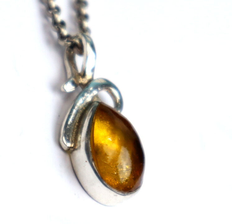 Natural Dominican Yellow Amber Pendant 925 Sterling Silver 30mm Clear Orange – photo 6