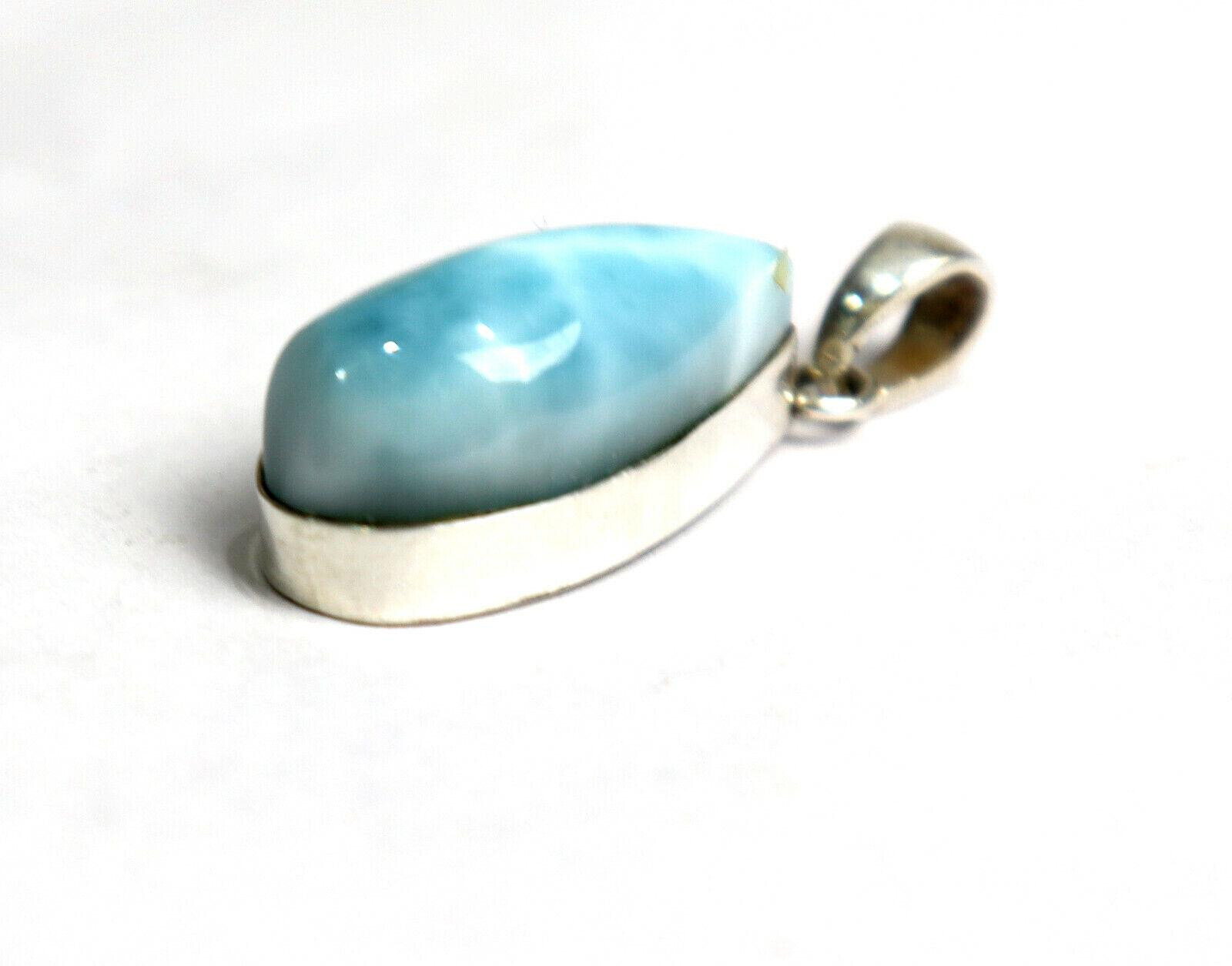 Exquisite Natural Sky Blue Larimar .925 Sterling Silver Pendant 33mm – photo 4