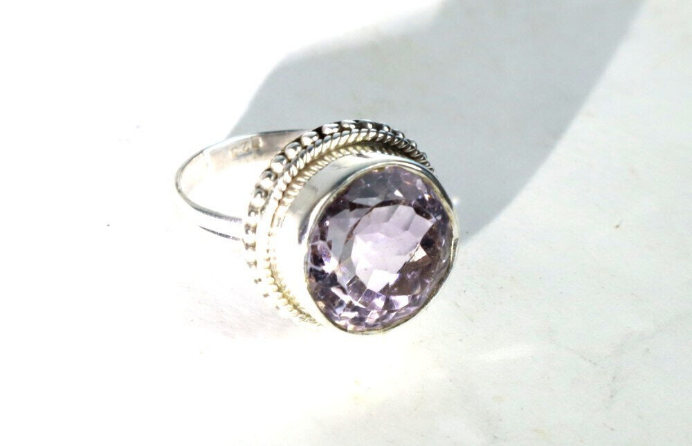 Impressive Natural Clear Light Pink Amethyst .925 Sterling Silver Ring #8.5 – photo 6