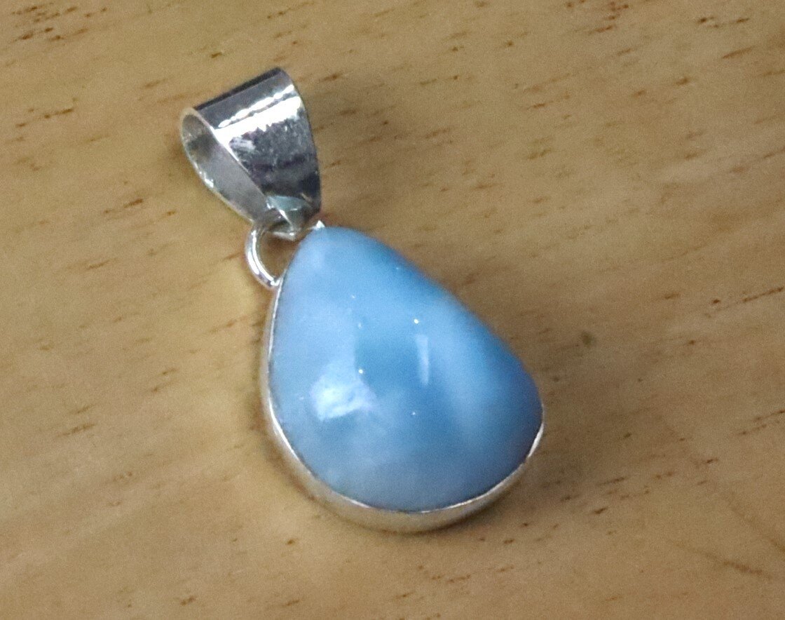 Exquisite Natural Volcanic Blue Larimar .925 Sterling Silver Pendant 26mm – photo 5