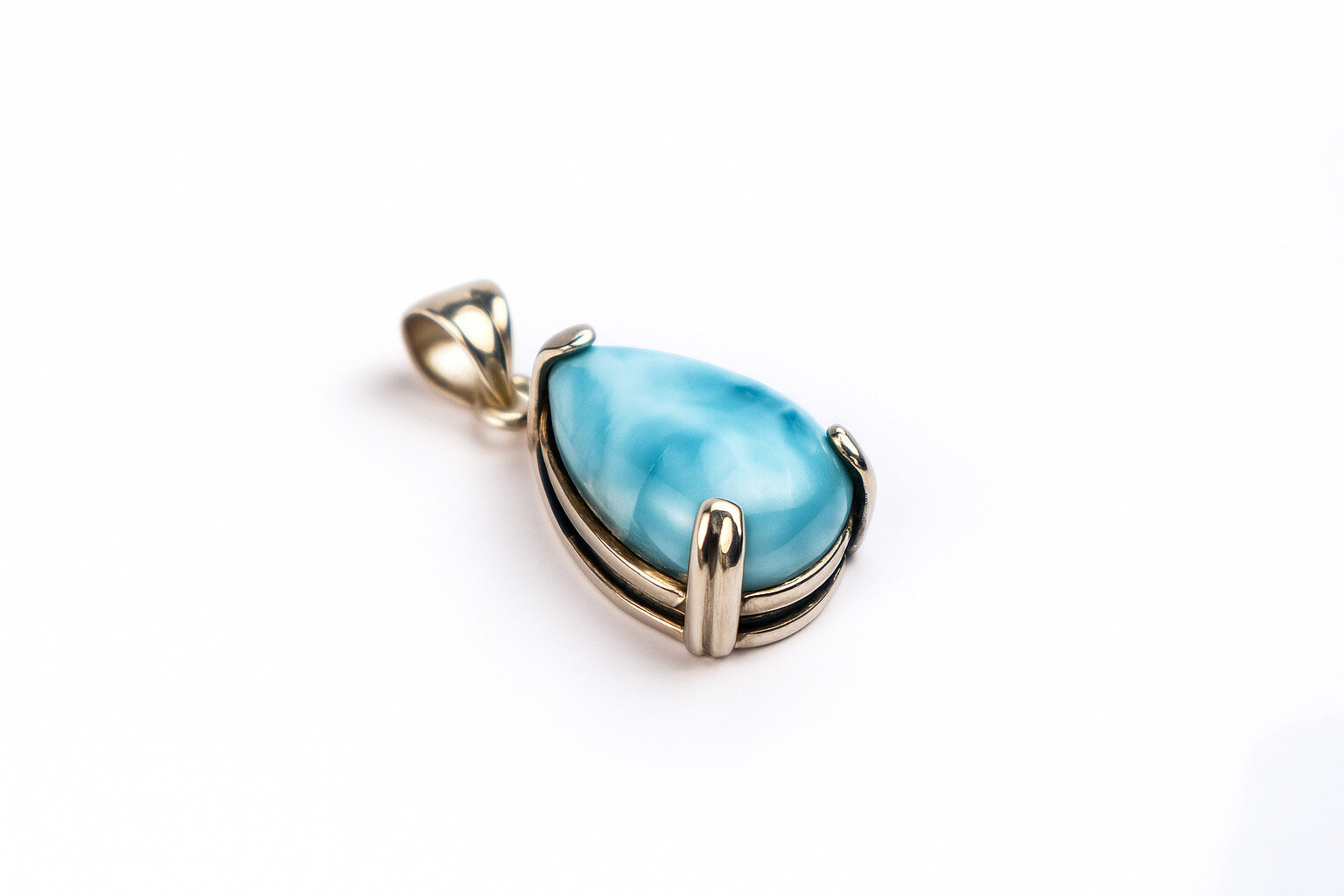 Exquisite Natural Sky Blue Larimar .925 Sterling Silver Pendant 38mm – photo 3
