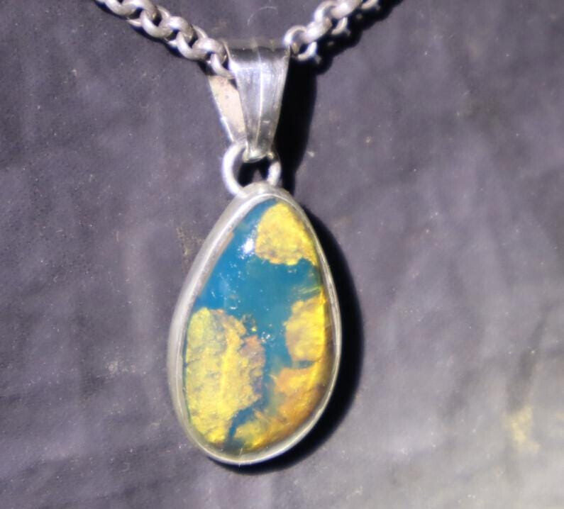 Lovely Natural Clear Sky Blue Amber .925 Sterling Silver Pendant 32mm – photo 9