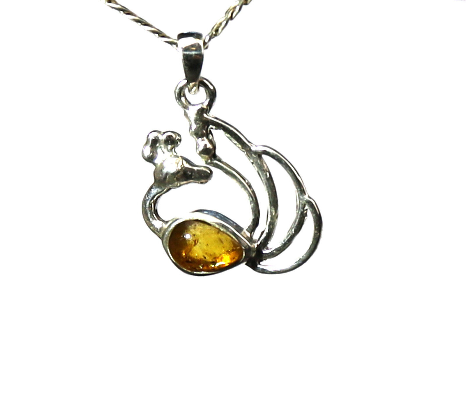Exquisite Orange Green Amber .925 Sterling Silver Peacock Pendant 1.3inch – photo 6