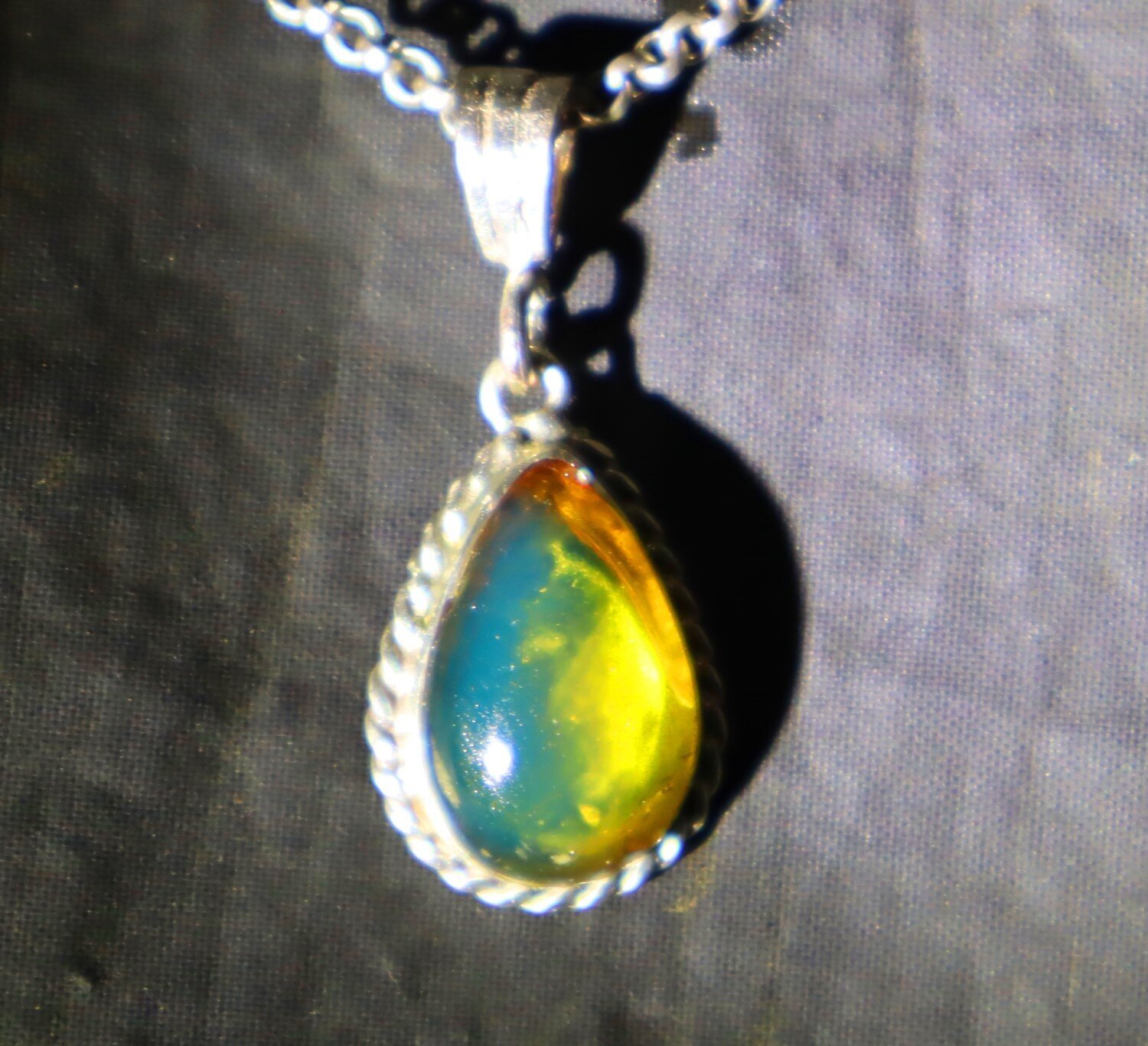 Impressive Natural Clear Ocean Blue Amber .925 Sterling Silver Pendant 37mm – photo 9
