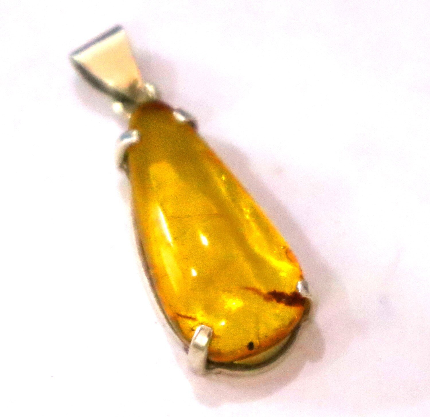 Lovely Natural Translucent Yellow Green Amber .925 Sterling Silver Pendant 42mm – photo 3