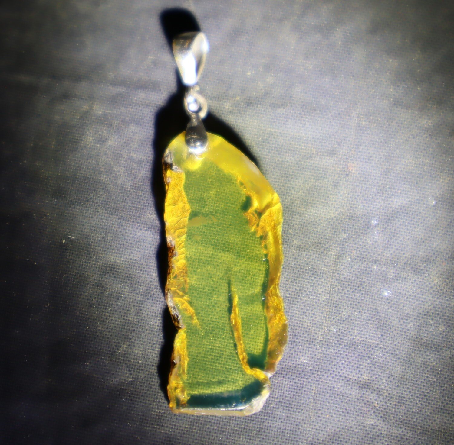 Natural Clear Light Green Amber .925 Sterling Silver Pendant 44mm – photo 4