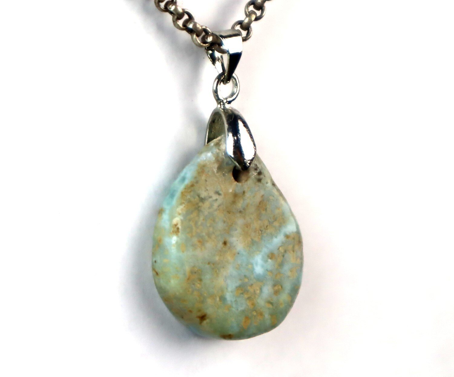 Beautiful Natural Light Blue Larimar Pendant 35mm – photo 4