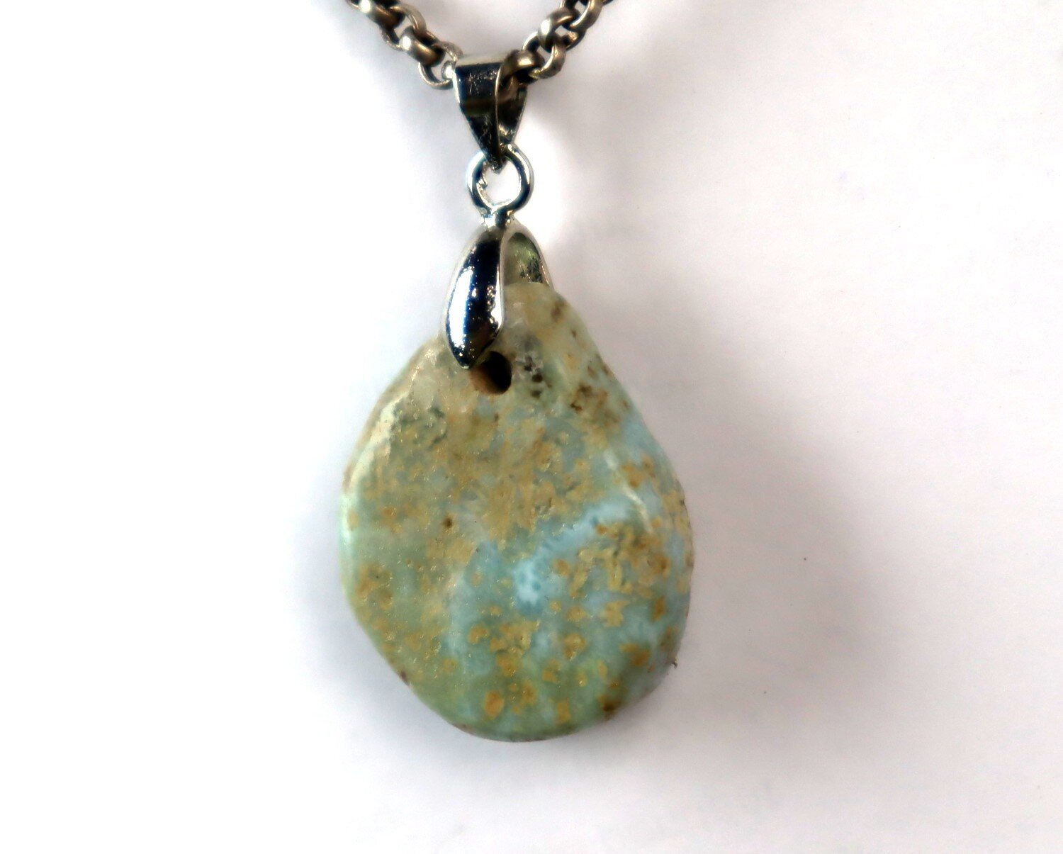 Beautiful Natural Light Blue Larimar Pendant 35mm – photo 5