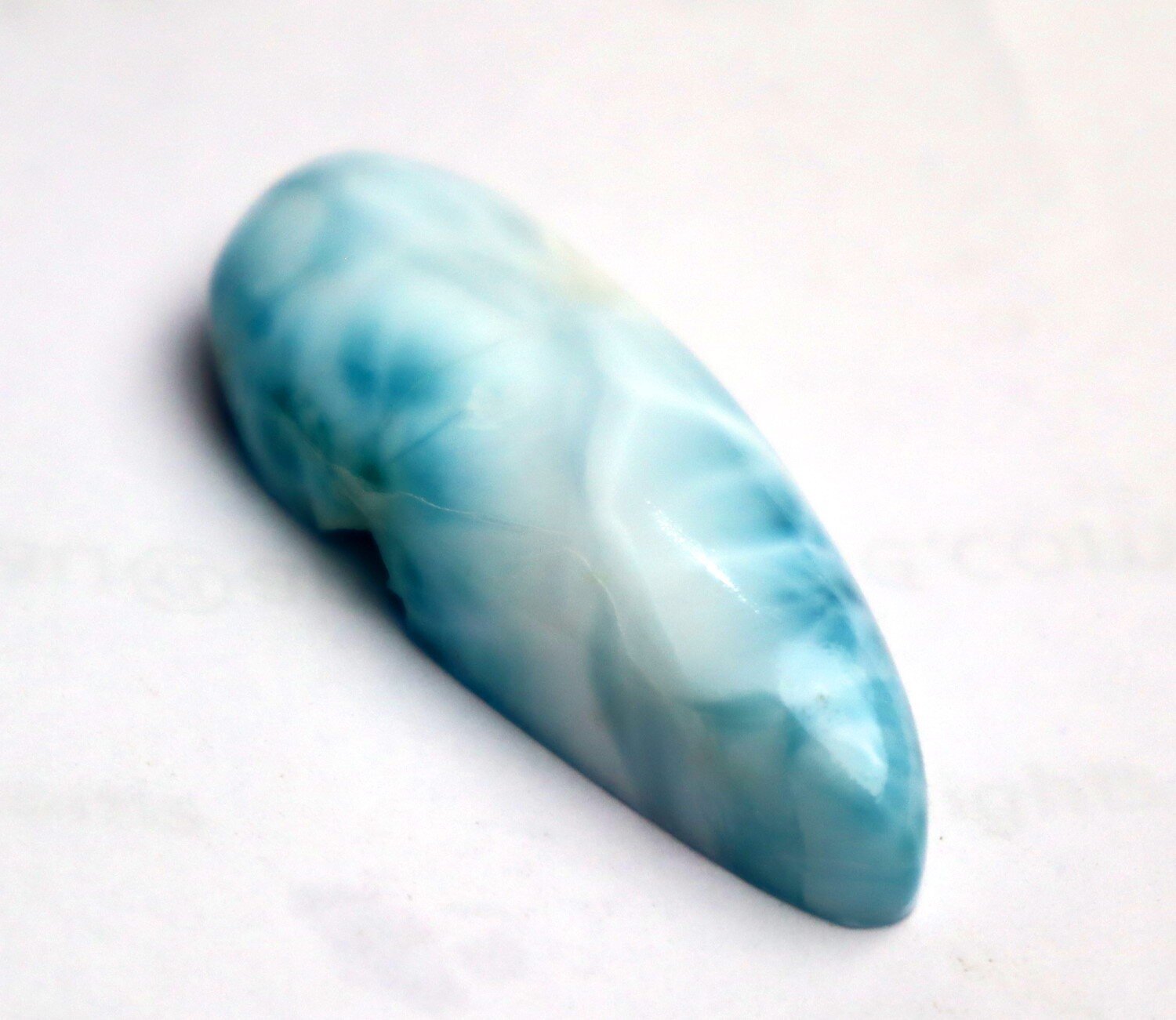Rarest Natural Sky Blue Larimar Cabochon – 44mm Teardrop | 63ct | Dominican Rep. – photo 2