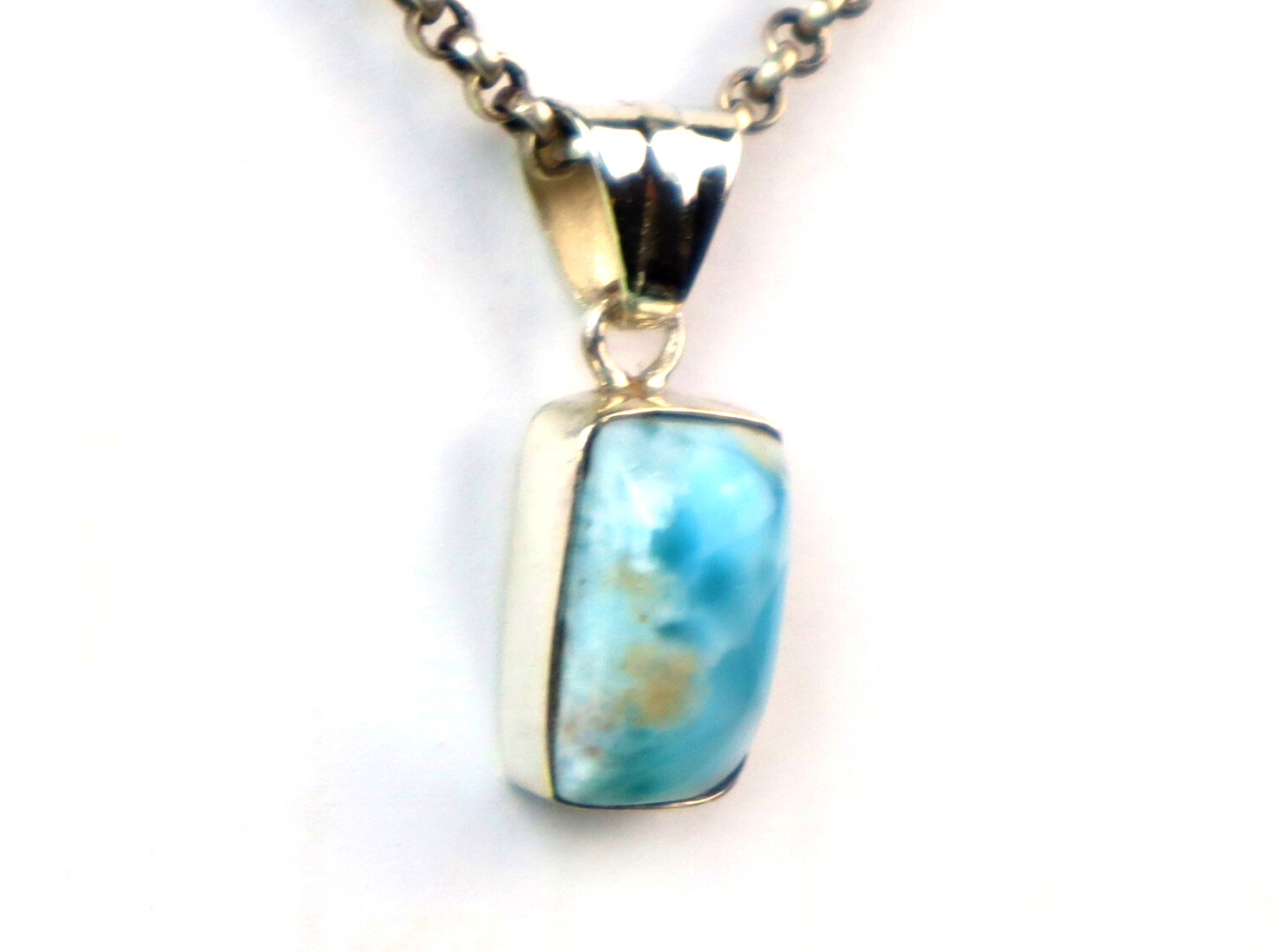 Natural Sky Blue Larimar .925 Sterling Silver Pendant 25mm – photo 6