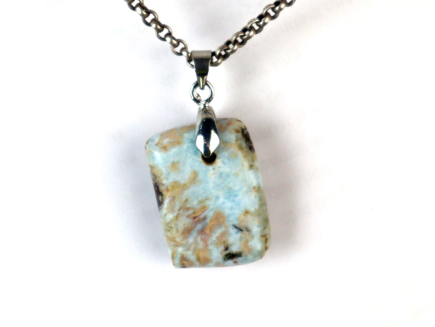 Lovely Natural Orange Blue Larimar Pendant 32mm – photo 5