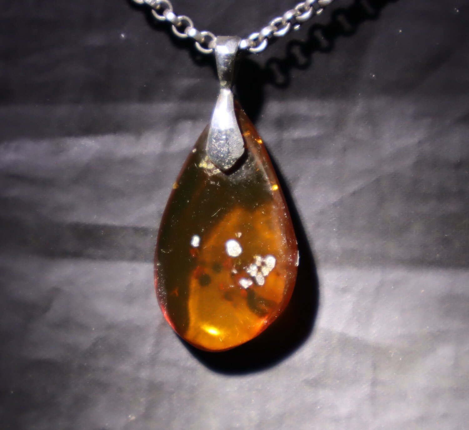 Lovely Natural Clear Orange Green Amber .925 Sterling Silver Pendant 35mm – photo 5