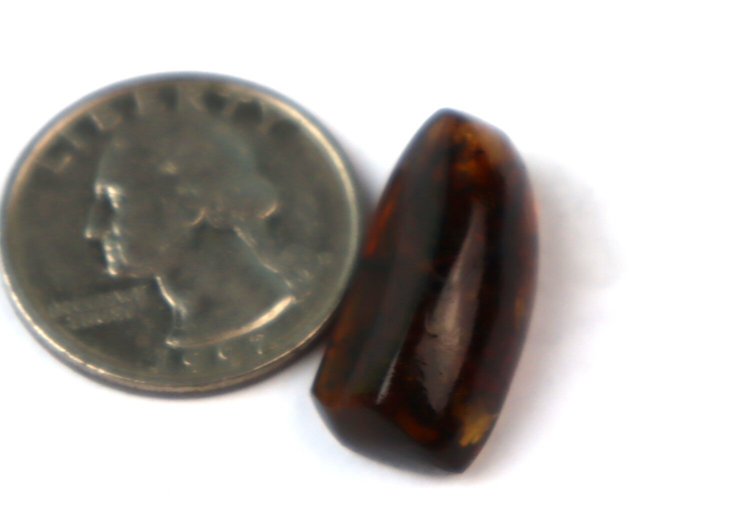 Lovely Natural Dominican Translucent Orange Blue Amber Polished Stone 24mm – photo 5